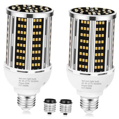 50W 2 pack LED Corn Light Bulb,3000K Warm White 6500LM(500W Equivalent )