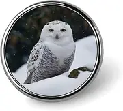 [FZMVSQH] Snow Owl Printed Round Button Pin Badges Metal Pinback Buttons 1 Inch Pins for Hat Shirt Clothing Bags Decoration, Circular, Aluminum, Circular, Aluminum