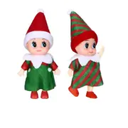 2Pcs Christmas Elf Doll Elf Twins Cute Christmas Miniature Accessories Red and Green -Style 1 and Style 3