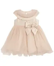 Rare Editions Baby Girls Mikado Collar Detail Mesh Dress