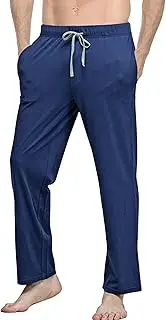 [Generic] Men's Loose Fit Cotton Drawstring Yoga Pants Straight Leg Solid Casual Trousers Casual Baggy Outdoor Sweatpants, Royal Blue, Small
