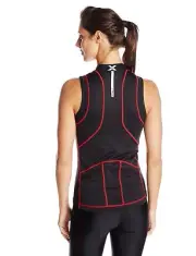 2XU Women's Multi-Sport Singlet, Black/Neon Red, Small, Retail 79.95
