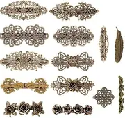 14 PCS Retro Vintage Metal French Barrette, Kalolary Vintage Bronze Hair clips, Jewelry Accessory for Women Girls