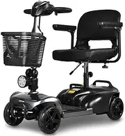 Equipmed FreeLite+ Mid-Sized Foldable Electric Mobility Scooter, Lithium Battery, Long Range and Easy Charging, Grey