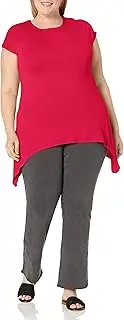 [Star Vixen] Women's Plus-Size Scoop Neck Short Sleeve Sharkbite Hem Comfy Tunic Top