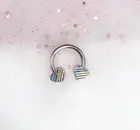 Pride Rainbow Heart Horseshoe Hoop for Septum, Daith, Cartilage. 16G. 8mm.