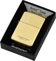 Zippo Lighter Titanium Gold Armor Case Side Logo "A" Gold Chamber Etching Brass