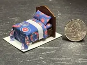 Dollhouse Miniature Bed Blue L 1:48 Quarter inch scale 1/4 F209 Dollys Gallery