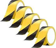 [DOLPHY] Floor Marking Tape (Pack of 5) – 50mm x 22m Black & Yellow Zebra Line Safety Tape | Heavy-Duty, Self-Adhesive, Weather-Resistant Hazard Warning Tape for Warehouses, Factories, Stairways & More