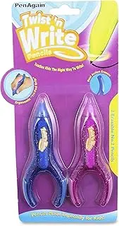PenAgain Twist 'N Write 2 Pack Kids Learning Writing Assorted Colors (00073)