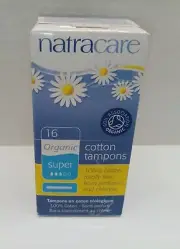 Natracare ORGANIC Tampons - Perfume & Chlorine Free - SUPER Strength - 16 Count