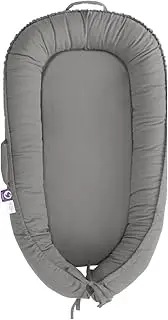 CooCooBaby Infant Lounger, Baby Nest Cover for Baby Girls & Boys, Newborn Essentials for Baby 0-12 Months, 100% Cotton Breathable, Co Sleeper Portable Travel Bed (Slate_Gray, Cotton)