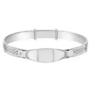 Baby Girls Jewellery: 925 Sterling silver adjustable tag ID Christening Bangle