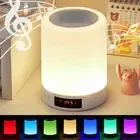 Dimmable Bluetooth Speaker LED Night Light Touch Bedside Lamp With Alarm Clock