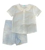 Edgehill Collection White Blue Set Shorts Peter Pan Collar Shirt NWT 6