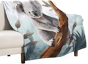 GBNMQED 70 X 80 Inch Double Blankets Koala and Butterfly Printed Couch Blanket Comfy Flannel Blanket Warm Plush Throw Blankets for Couch Sofa Bed