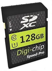 Digi Chip 128GB SDXC Class 10 Memory Card For Panasonic Lumix DMC-TZ100 EB, TZ80 EB, FZ2000 EB, TZ100 EB, T280 EB, DC-FZ82 EB, DC-FZ1000, DMC-LX15 Digital Cameras