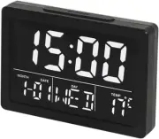 Digital Alarm Clock, 13CM LCD Screen Time Date Week Temperature Display 12/24H S