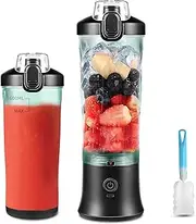 20 Oz Portable Blender USB Rechargeable, Supkitdin Waterproof Personal Blender for Shakes and Smoothies, with 6 Ultra-sharp Blades for Travel, Office & Sports (Black)