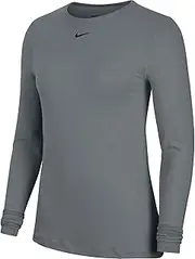 [Nike] Women's Team Pro Long Sleeve Allover Mesh, Grey, X-Large
