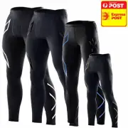2X MENS Compression Pants Tights Full Length Black Silver Gold Blue TWIN PACK