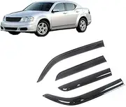 Auto Side Window Wind Deflectors Visors Black Rain Guard Door Visor Vent Shades Dark Smoke Ventvisor Compatible with Dodge Avenger 2008-2014