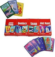 D.A.Y. Republic Pack of 4 Decks of Classic Traditional Kids Card Games, Old Maid, Snap, Donkey, Animal Snap, Go Fish, Ideal Travel and Family Games (4 Classic Kids Card Games)
