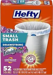 Hefty Small Garbage Bags, Drawstring, Fabuloso Scent, 4 Gallon, 52 Count