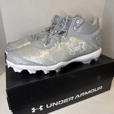New Men’s Under Armour Bryce Harper 8 Mid RM Gray Size 13 Baseball Cleats