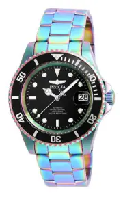 Invicta 40mm Pro Diver Iridescent Automatic Date Black Dial SS Watch 26600