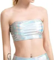 [Generic] Women's Metallic Crop Top Shiny Strapless Tube Bra for Dancing, Raves, Festivals, Costumes