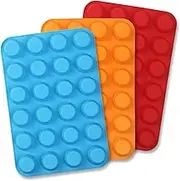 3Pcs Silicone Muffin Pans, 24-Cup Mini Muffin Tins Cupcake Molds Cupcake Pan, Non-Stick Food Grade Cupcake Tray Muffin Molds Set for DIY Baking Muffin Cakes Tart Bread(Blue, Orange, Red)