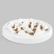 AVAFORT Anti-Gulping Dog Cat Ceramic Bowl Slow Feeder Interactive Bloat Stop Pet Bowl for Fast Eaters Heavy Duty (Fish Shape)