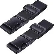 [Generic] Add a Bag Luggage Strap, 2 Pack Heavy Duty Adjustable Suitcase Connector Belt, Travel Baggage Attachment Accessories for Connecting Luggage Together (Black, 50CM)