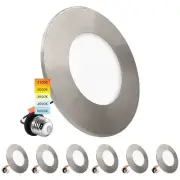 Luxrite 3-4 Inch LED Ceiling Light 5CCT 650LM J-Box or 4 Inch Can Nickel 6-Pack