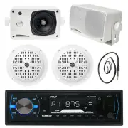 3.5" Marine Box Speakers,4" Speakers,Black Pyle Bluetooth USB Radio with Antenna