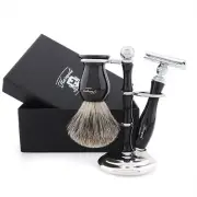 3 Pieces Shaving Kit Double Edge Safety Razor Badger Hair Shaving Brush & Stand
