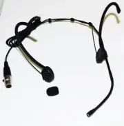 Foldable Double earhook Headset Microphone compatible w/ SHURE Wireless Black