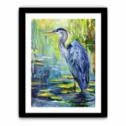 Blue Heron Framed print Art Poster
