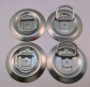 4pc Tie-Down Anchors, Round Bolt-On Cargo Tie Down Flush Mount D-Rings 1,200 MBS