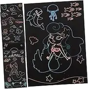 Tofficu 9 Sheets DIY for Scratch Book Notebook Paper Pad Scratch Paper Art Mermaid Scratching Painting Paper Funny DIY Painting