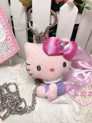 ♥小花花日本精品♥ Hello Kitty 包包掛附長多鍊粉蝴蝶結鑰匙圈心型釦吊飾可拆式鎖圈67846801