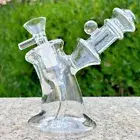 Clear Small Glass Bong Pyrex Water Pipe Inline Percolator Bubbler Hookahs W/Bowl
