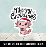 Christmas Axolotl Die Cut Stickers Happy Mail - Set of 20