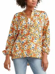 Time and Tru Shirt Women's Size S Floral Soft Peasant --K6--