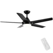 YUHAO 48 in. Dimmable Integrated LED Indoor Black Ceiling Fan w Light and Remote