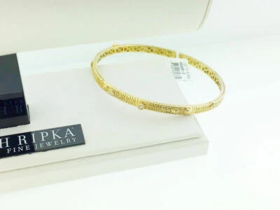 Judith Ripka 14Kt Gold and Diamond Bangle Bracelet
