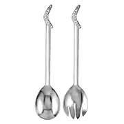 2pc Urban Bush Boomerang Stainless Steel Salad Servers Utensils Cutlery Silver