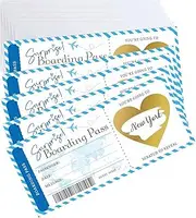 5 Pcs Scratch Card Reveal,Boarding Pass Scratch Card,Surprise Personalised Boarding Pass Scratch Card with Envelope Passport Scratch and Reveal Travel Ticket Surprise DIY Gift Card Birthday Card,Blue