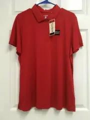 WELLS FARGO Bank Women Red Short Sleeve Golf Polo Shirt XXL Clique NEW TAG
